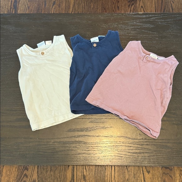 Set of Three Sleeveless Tops in Cream, Navy, and Pink - Picture 1 of 5
